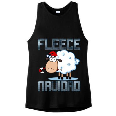 Fleece Navidad Sheep Lamb Ugly Christmas Sweater Design Ladies PosiCharge Tri-Blend Wicking Tank
