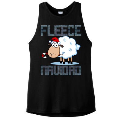 Fleece Navidad Sheep Lamb Ugly Christmas Sweater Design Ladies PosiCharge Tri-Blend Wicking Tank