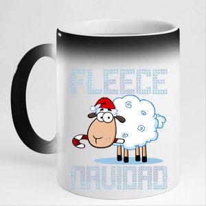 Fleece Navidad Sheep Lamb Ugly Christmas Sweater Design 11oz Black Color Changing Mug