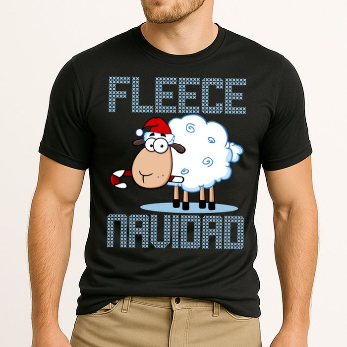 Fleece Navidad Sheep Lamb Ugly Christmas Sweater Design Cooling Performance Crew T-Shirt