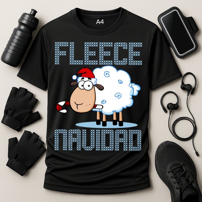 Fleece Navidad Sheep Lamb Ugly Christmas Sweater Design Cooling Performance Crew T-Shirt