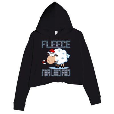 Fleece Navidad Sheep Lamb Ugly Christmas Sweater Design Crop Fleece Hoodie