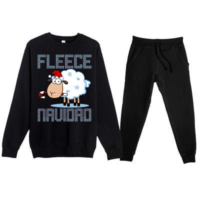 Fleece Navidad Sheep Lamb Ugly Christmas Sweater Design Premium Crewneck Sweatsuit Set