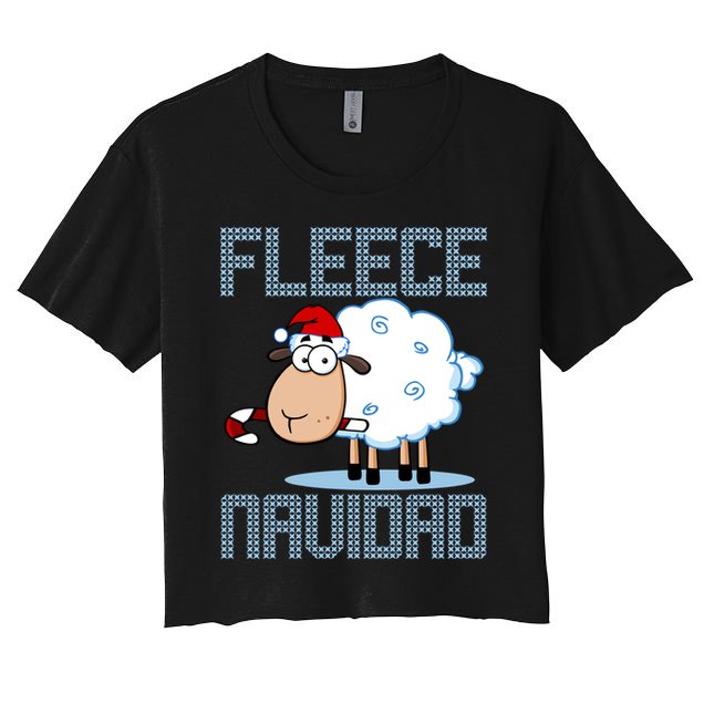 Fleece Navidad Sheep Lamb Ugly Christmas Sweater Design Crop Top