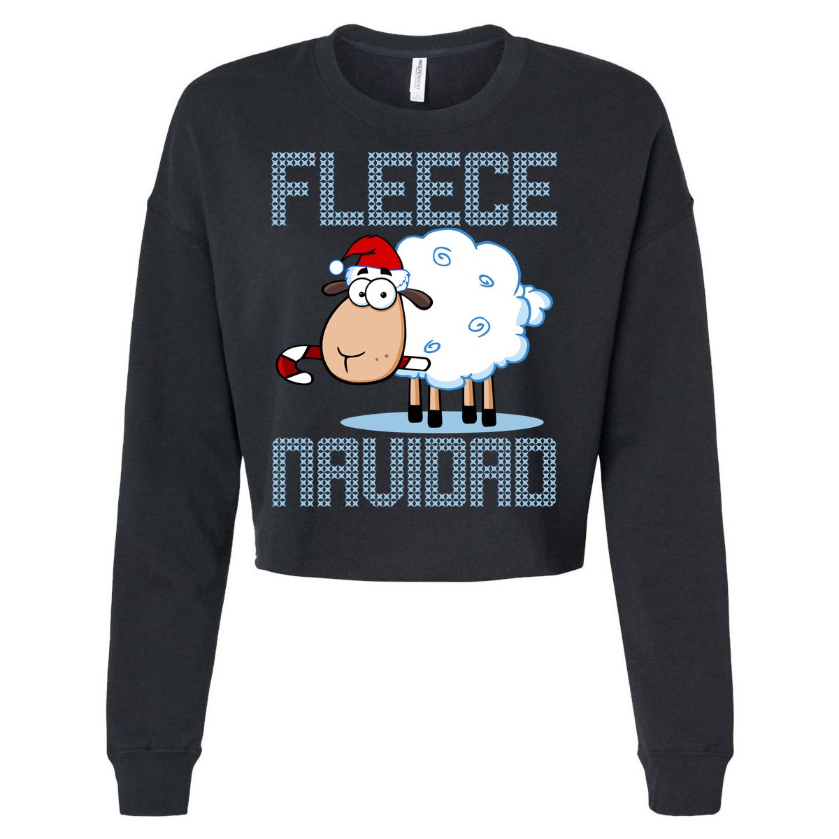 Fleece Navidad Sheep Lamb Ugly Christmas Sweater Design Cropped Pullover Crew