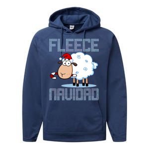 Fleece Navidad Sheep Lamb Ugly Christmas Sweater Design Performance Fleece Hoodie