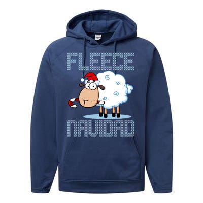 Fleece Navidad Sheep Lamb Ugly Christmas Sweater Design Performance Fleece Hoodie