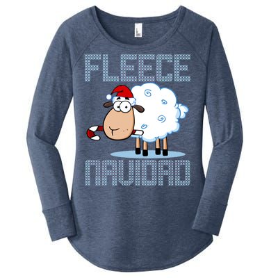 Fleece Navidad Sheep Lamb Ugly Christmas Sweater Design Women's Perfect Tri Tunic Long Sleeve Shirt