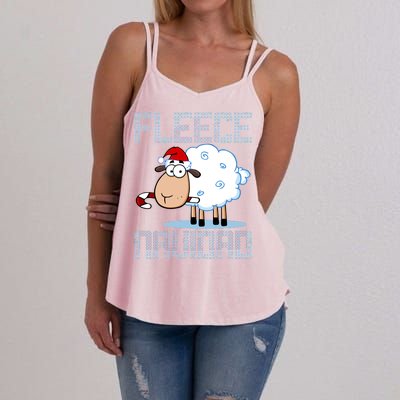 Fleece Navidad Sheep Lamb Ugly Christmas Sweater Design Women's Strappy Tank