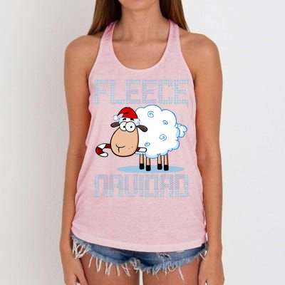 Fleece Navidad Sheep Lamb Ugly Christmas Sweater Design Women's Knotted Racerback Tank