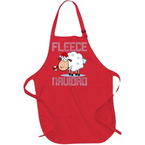 Fleece Navidad Sheep Lamb Ugly Christmas Sweater Design Full-Length Apron With Pockets