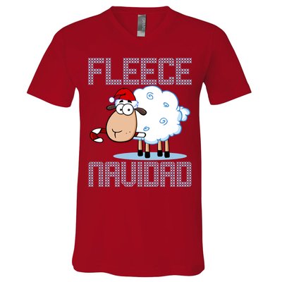 Fleece Navidad Sheep Lamb Ugly Christmas Sweater Design V-Neck T-Shirt