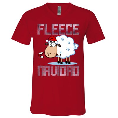 Fleece Navidad Sheep Lamb Ugly Christmas Sweater Design V-Neck T-Shirt