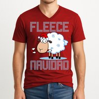Fleece Navidad Sheep Lamb Ugly Christmas Sweater Design V-Neck T-Shirt