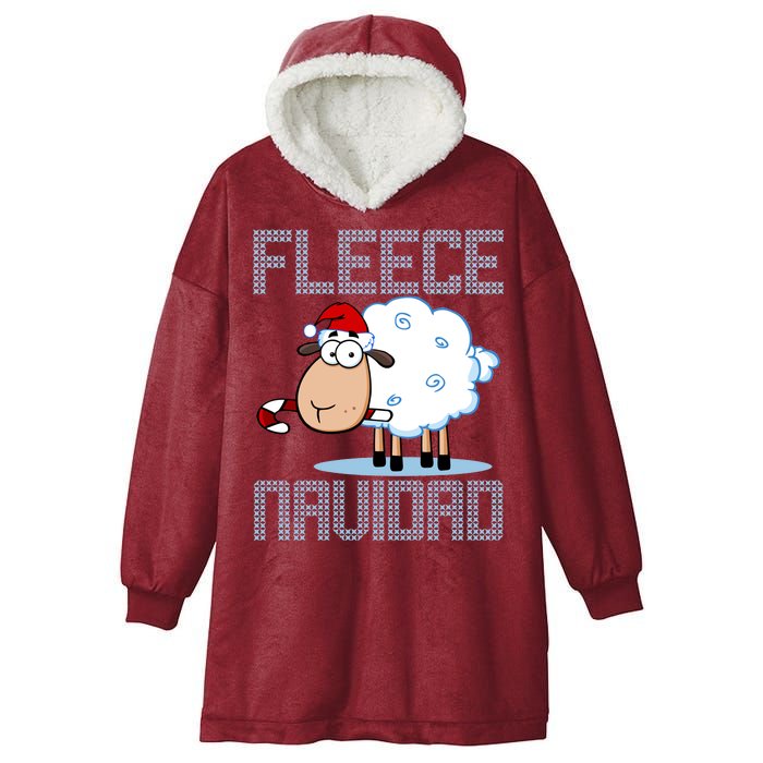 Fleece Navidad Sheep Lamb Ugly Christmas Sweater Design Hooded Wearable Blanket