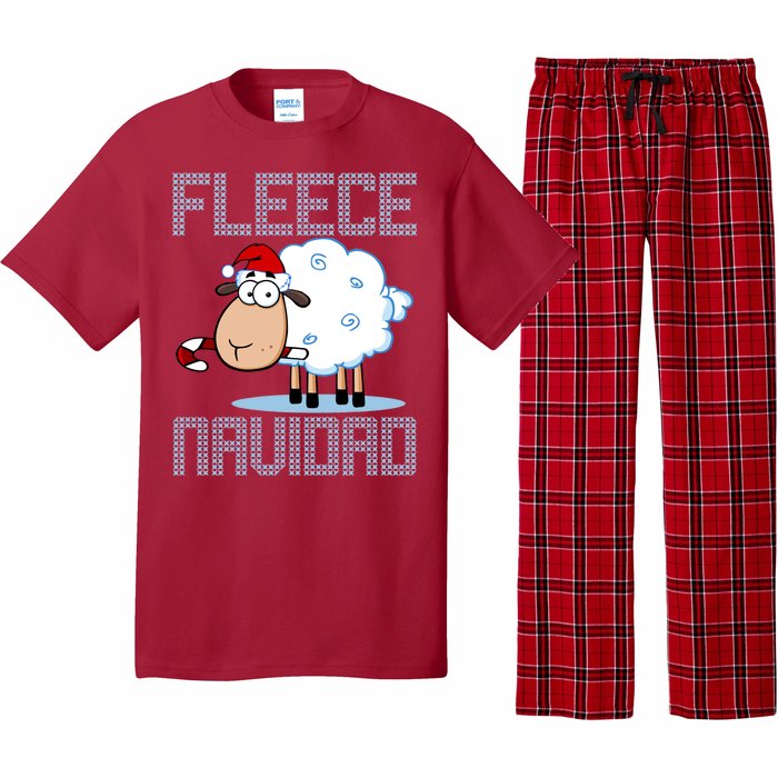 Fleece Navidad Sheep Lamb Ugly Christmas Sweater Design Pajama Set