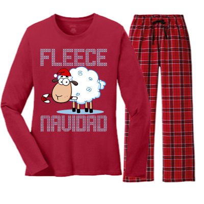 Fleece Navidad Sheep Lamb Ugly Christmas Sweater Design Women's Long Sleeve Flannel Pajama Set 