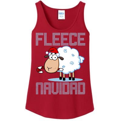 Fleece Navidad Sheep Lamb Ugly Christmas Sweater Design Ladies Essential Tank