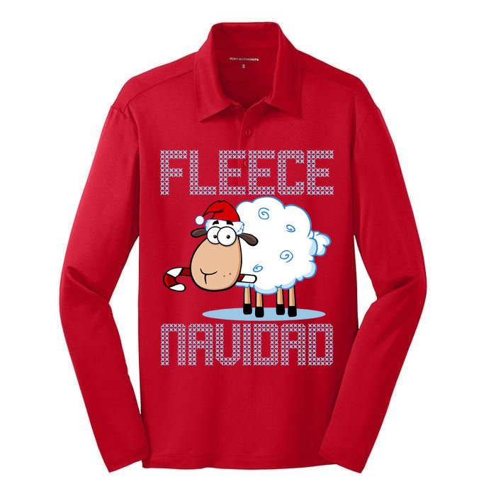 Fleece Navidad Sheep Lamb Ugly Christmas Sweater Design Silk Touch Performance Long Sleeve Polo