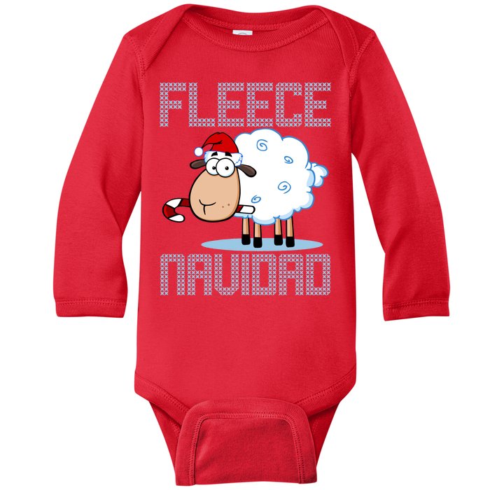 Fleece Navidad Sheep Lamb Ugly Christmas Sweater Design Baby Long Sleeve Bodysuit