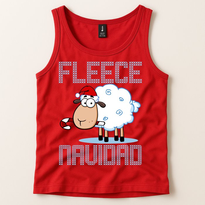 Fleece Navidad Sheep Lamb Ugly Christmas Sweater Design Tank Top