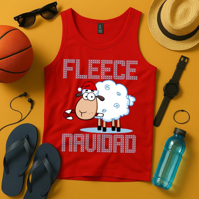 Fleece Navidad Sheep Lamb Ugly Christmas Sweater Design Tank Top