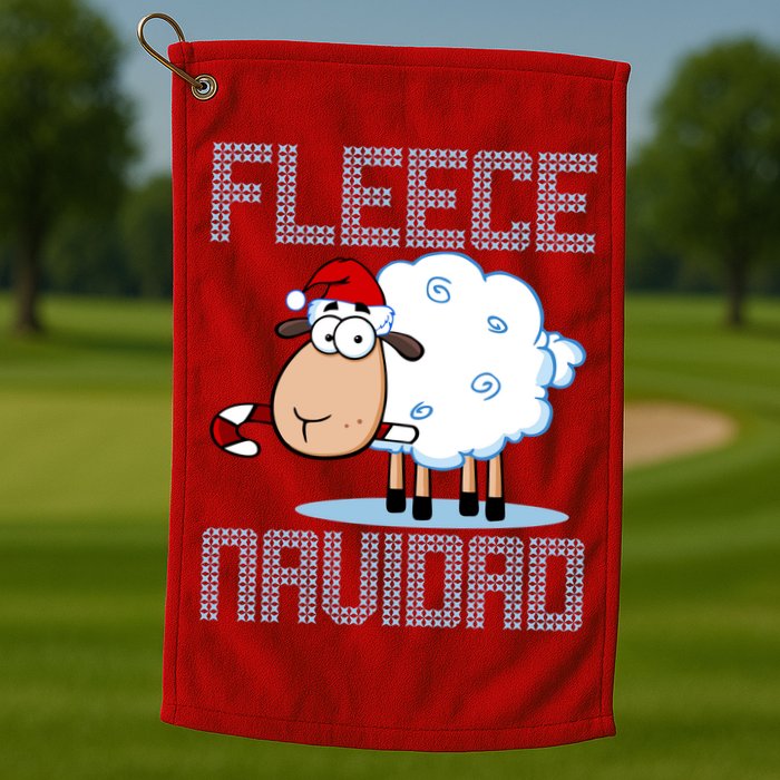 Fleece Navidad Sheep Lamb Ugly Christmas Sweater Design Golf Towel