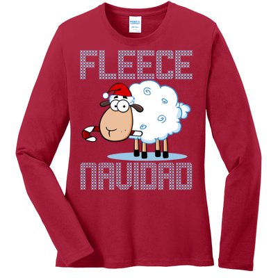 Fleece Navidad Sheep Lamb Ugly Christmas Sweater Design Ladies Long Sleeve Shirt