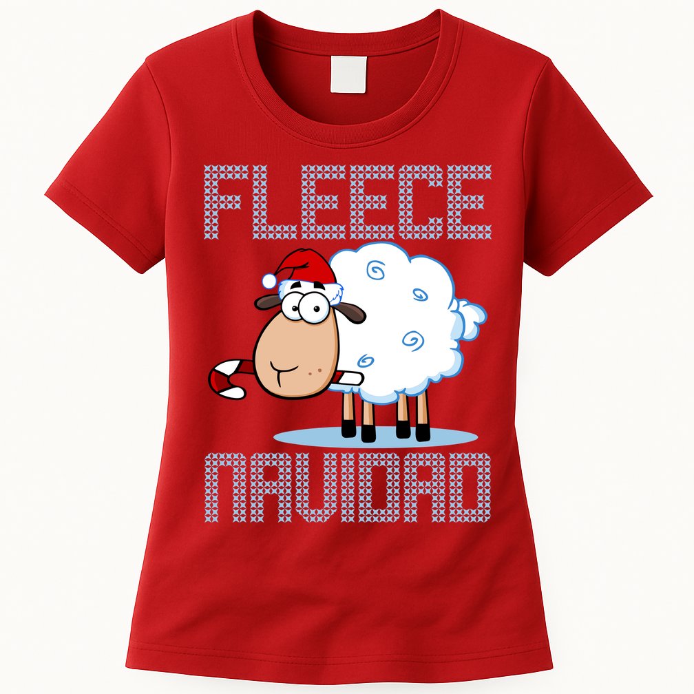 Fleece Navidad Sheep Lamb Ugly Christmas Sweater Design Womens T-Shirt