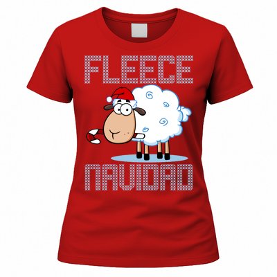 Fleece Navidad Sheep Lamb Ugly Christmas Sweater Design Women's T-Shirt