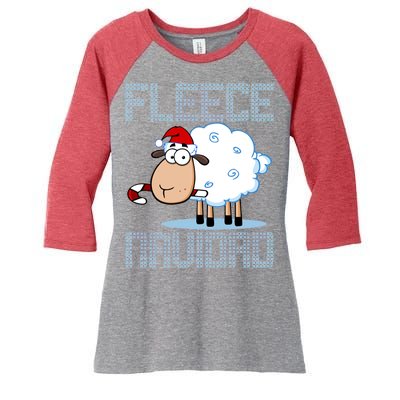 Fleece Navidad Sheep Lamb Ugly Christmas Sweater Design Women's Tri-Blend 3/4-Sleeve Raglan Shirt