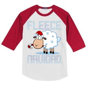 Fleece Navidad Sheep Lamb Ugly Christmas Sweater Design Kids Colorblock Raglan Jersey