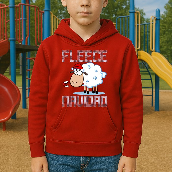 Fleece Navidad Sheep Lamb Ugly Christmas Sweater Design Kids Hoodie