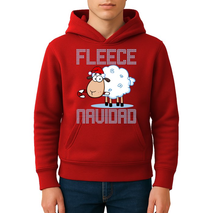 Fleece Navidad Sheep Lamb Ugly Christmas Sweater Design Kids Hoodie