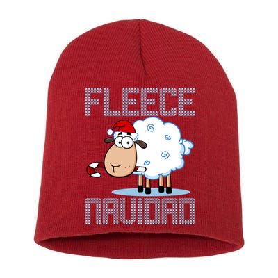 Fleece Navidad Sheep Lamb Ugly Christmas Sweater Design Short Acrylic Beanie