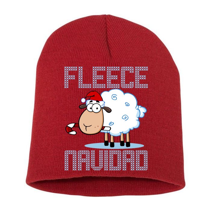 Fleece Navidad Sheep Lamb Ugly Christmas Sweater Design Short Acrylic Beanie