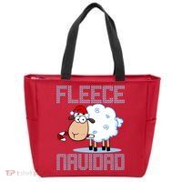Fleece Navidad Sheep Lamb Ugly Christmas Sweater Design Zip Tote Bag