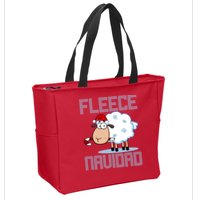 Fleece Navidad Sheep Lamb Ugly Christmas Sweater Design Zip Tote Bag