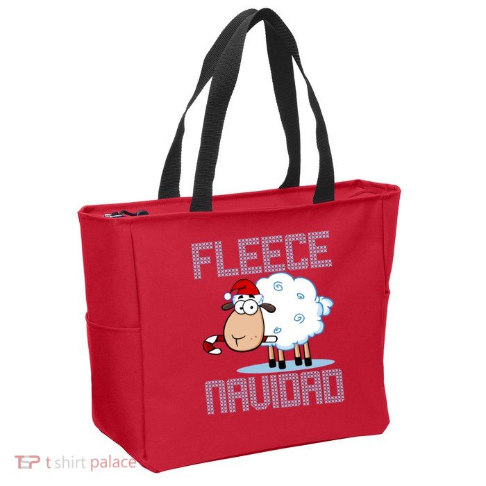Fleece Navidad Sheep Lamb Ugly Christmas Sweater Design Zip Tote Bag