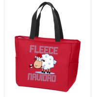 Fleece Navidad Sheep Lamb Ugly Christmas Sweater Design Zip Tote Bag