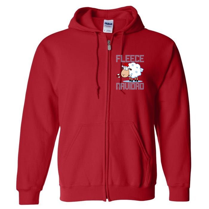 Fleece Navidad Sheep Lamb Ugly Christmas Sweater Design Full Zip Hoodie
