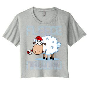 Fleece Navidad Sheep Lamb Ugly Christmas Sweater Design Women's Crop Top Tee