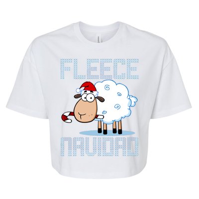 Fleece Navidad Sheep Lamb Ugly Christmas Sweater Design Bella+Canvas Jersey Crop Tee