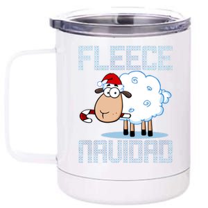 Fleece Navidad Sheep Lamb Ugly Christmas Sweater Design 12 oz Stainless Steel Tumbler Cup