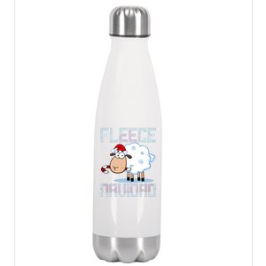 Fleece Navidad Sheep Lamb Ugly Christmas Sweater Design Stainless Steel Insulated Water Bottle