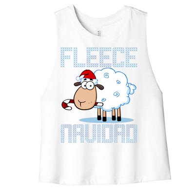 Fleece Navidad Sheep Lamb Ugly Christmas Sweater Design Women's Racerback Cropped Tank