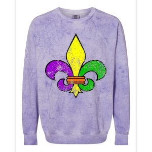 Fleur De Lis Retro Mardi Gras New Orleans Logo Colorblast Crewneck Sweatshirt