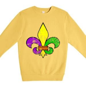 Fleur De Lis Retro Mardi Gras New Orleans Logo Premium Crewneck Sweatshirt