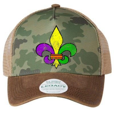 Fleur De Lis Retro Mardi Gras New Orleans Logo Legacy Tie Dye Trucker Hat