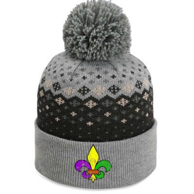 Fleur De Lis Retro Mardi Gras New Orleans Logo The Baniff Cuffed Pom Beanie